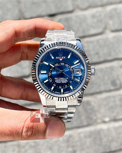 rolex sky dweller oyster perpetual blue|rolex sky dweller price uk.